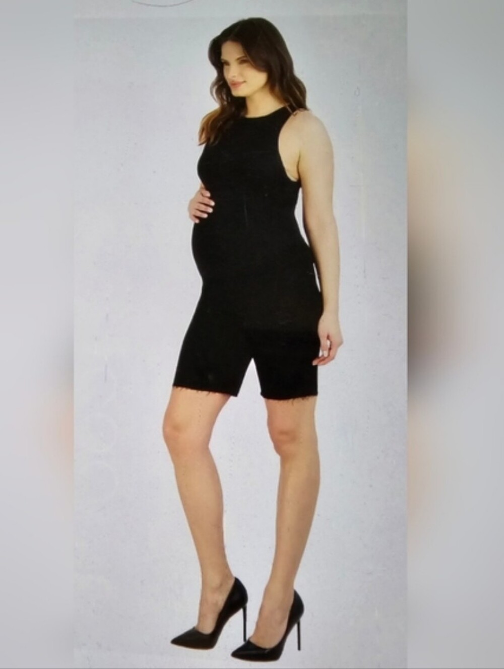 Ingrid & Isabel Black Maternity Biker Romper